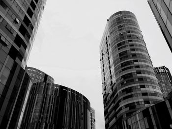 Low angle view of skyscrapers against sky