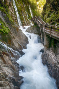 Stream flowing through rocks in forest