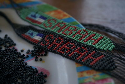 High angle view of multi colored pencils on table