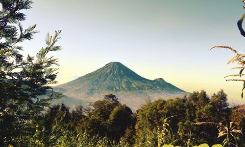 Scenic view of mountains against clear sky