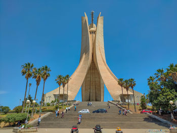 Low angle view of eiffel tower against clear sky
