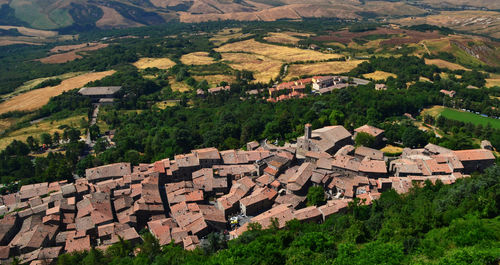 High angle view of townscape and buildings