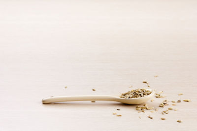 Close-up of coffee beans on white background