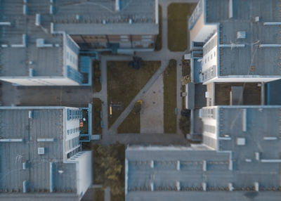 High angle view of buildings in city