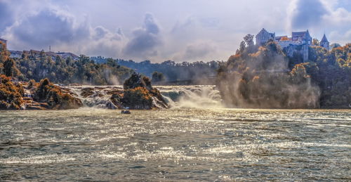 Rhinefalls in the grey morning fog, switzerland