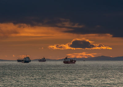 Scenic view of sea against sky during sunset