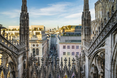 Low angle view of buildings in city