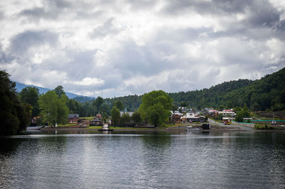 Scenic view of lake against sky