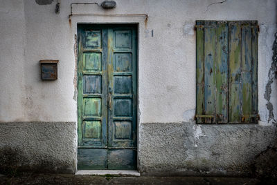 Closed door of old building