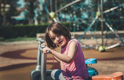 Girl playing outdoors