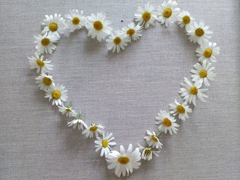 Close-up of heart shape on white wall