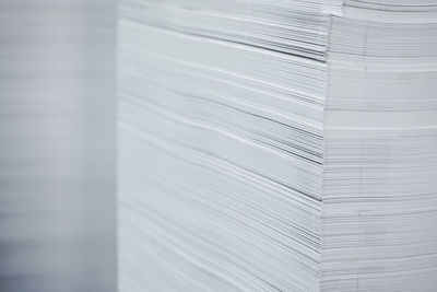 Full frame shot of stacked papers in warehouse