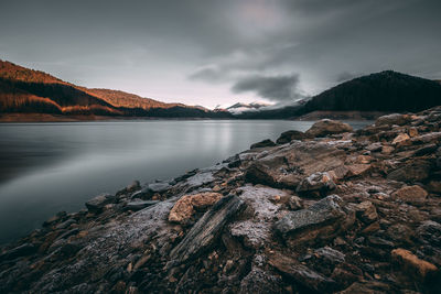 Scenic view of lake against sky