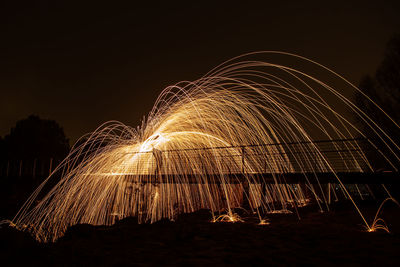 Firework display at night