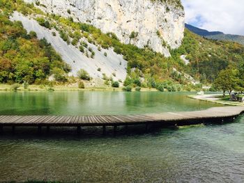 Scenic view of lake against sky