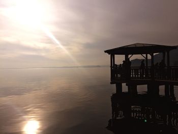 Scenic view of sea against sky at sunset