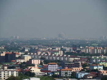 High angle view of buildings in city