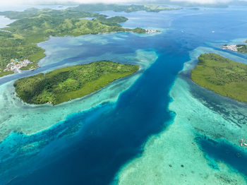 High angle view of sea against sky