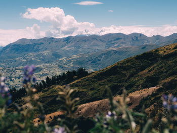 Scenic view of mountains against sky