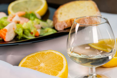 Close-up of drink served on table