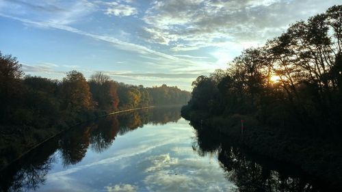 Reflection of trees in lake