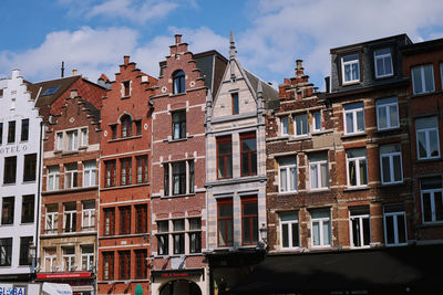 Low angle view of residential building. city of antwerp, belgium