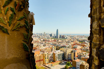 Cityscape against clear sky