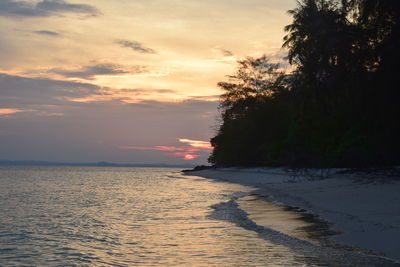 View of calm sea at sunset
