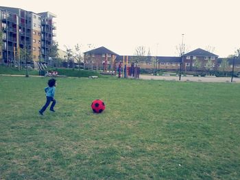 Boy playing in playground