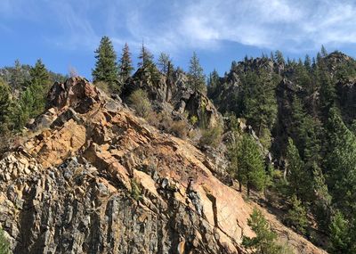 Panoramic view of rocks and trees against sky