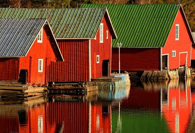 Reflection of building in water