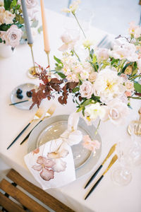 High angle view of food on table