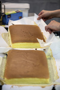 Midsection of person preparing food