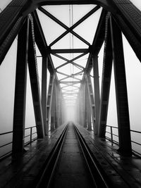 High angle view of railroad bridge against sky