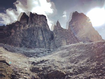 Panoramic view of rocky mountains against sky