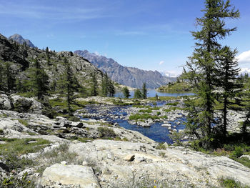 Lakeview with rocks and mountains