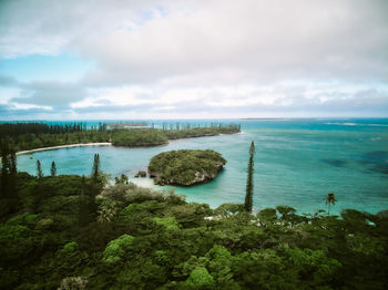 High angle view of kuta bay against sky