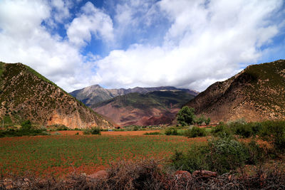 Scenic view of mountains against sky