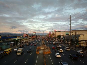 High angle view of traffic on city street