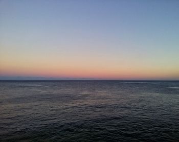 Scenic view of sea against clear sky during sunset