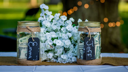 Close-up of text on jar