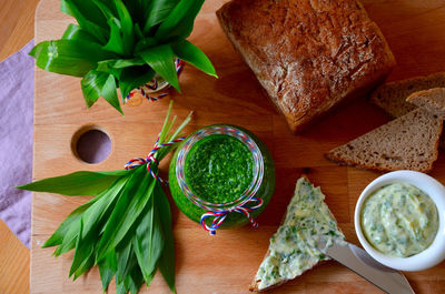 Directly above shot of food on table
