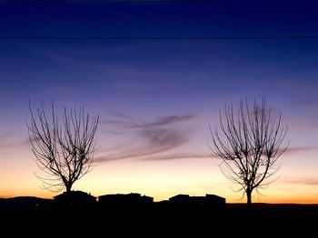 Silhouette bare tree against sky during sunset