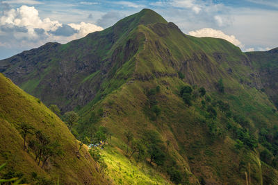 Scenic view of mountains against sky