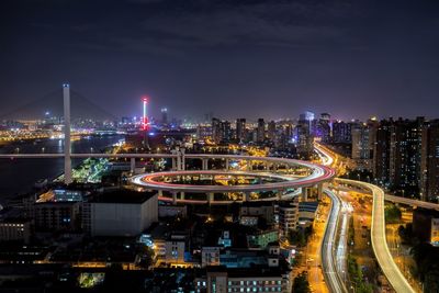 Illuminated city at night