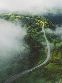 High angle view of empty road on mountains