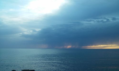 Scenic view of sea against cloudy sky