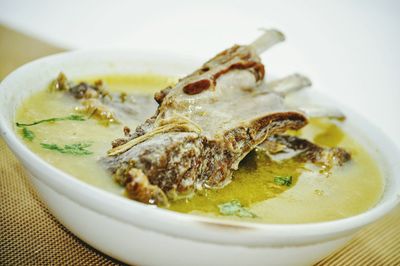 Close-up of soup in bowl