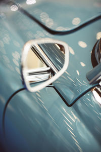 High angle view of reflection of car on water