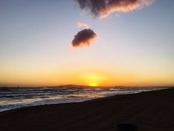 Scenic view of sea at sunset